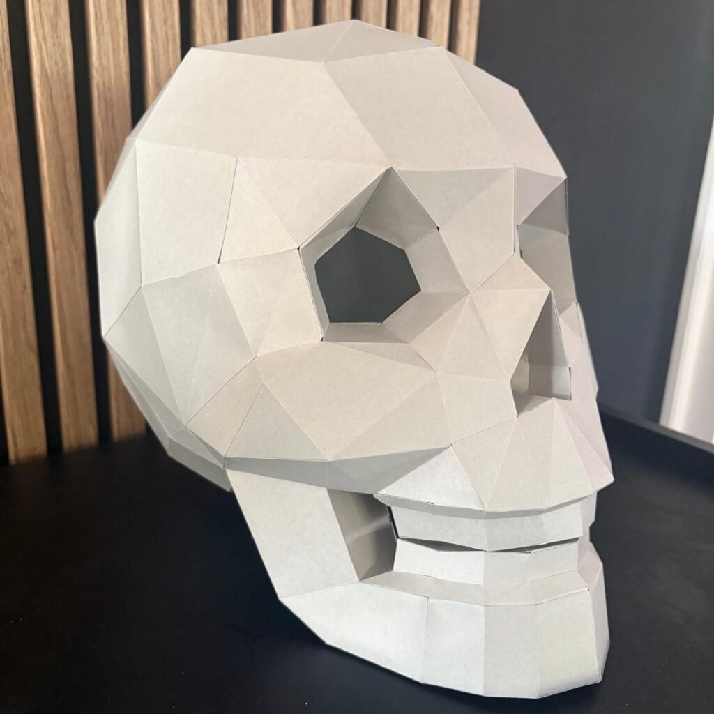 Crane papercraft origami 3D vue trois quarts face