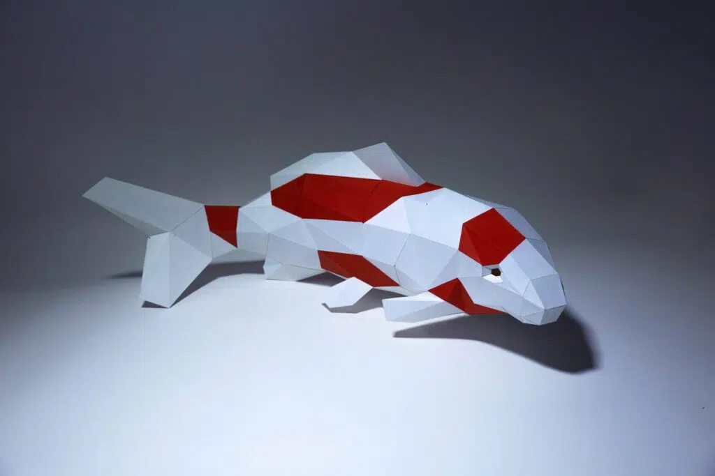 Papercraft créations de poissons koi en origami papier 3D, weergave 3