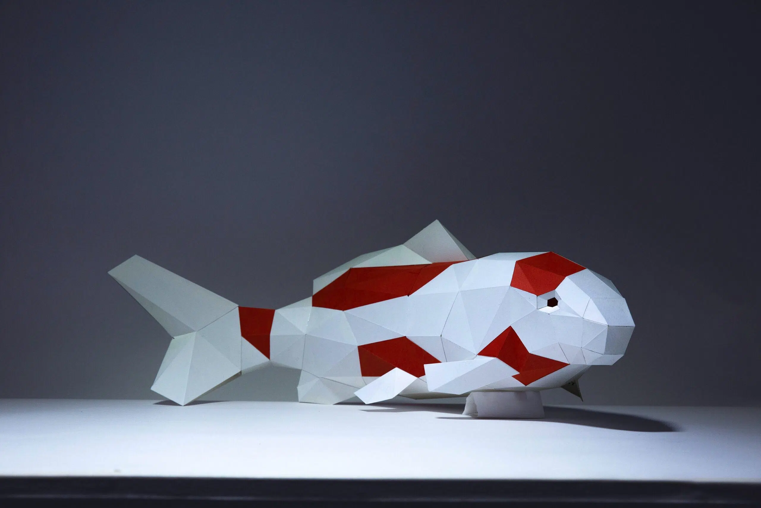 Papercraft créations de poissons koi en origami papier 3D, weergave 4