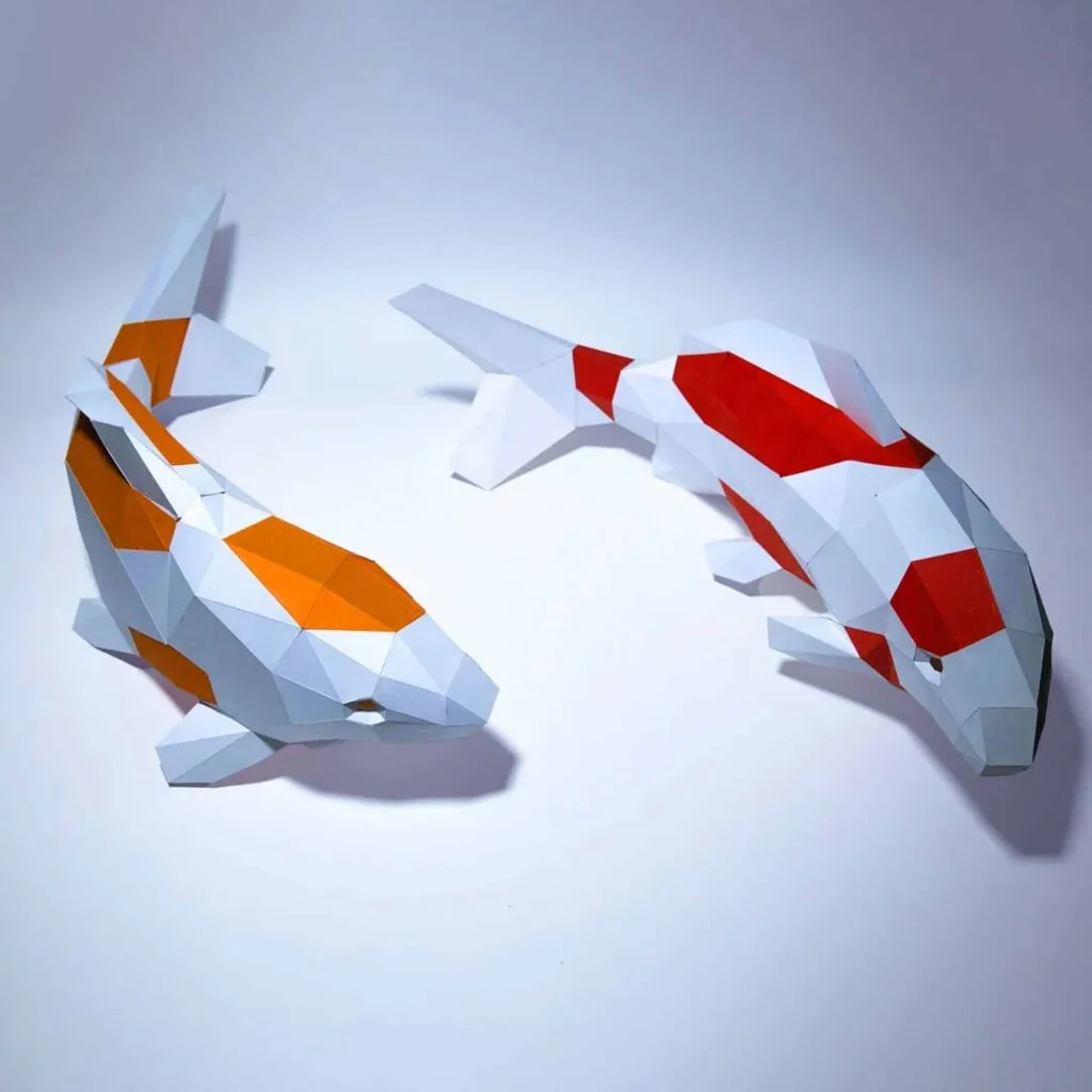 Papercraft poissons carpes koi en origami