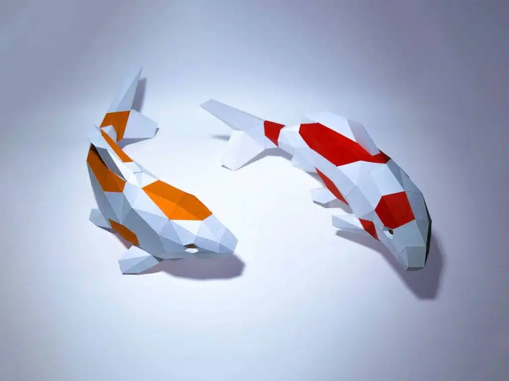 Papercraft créations de poissons koi en origami papier 3D