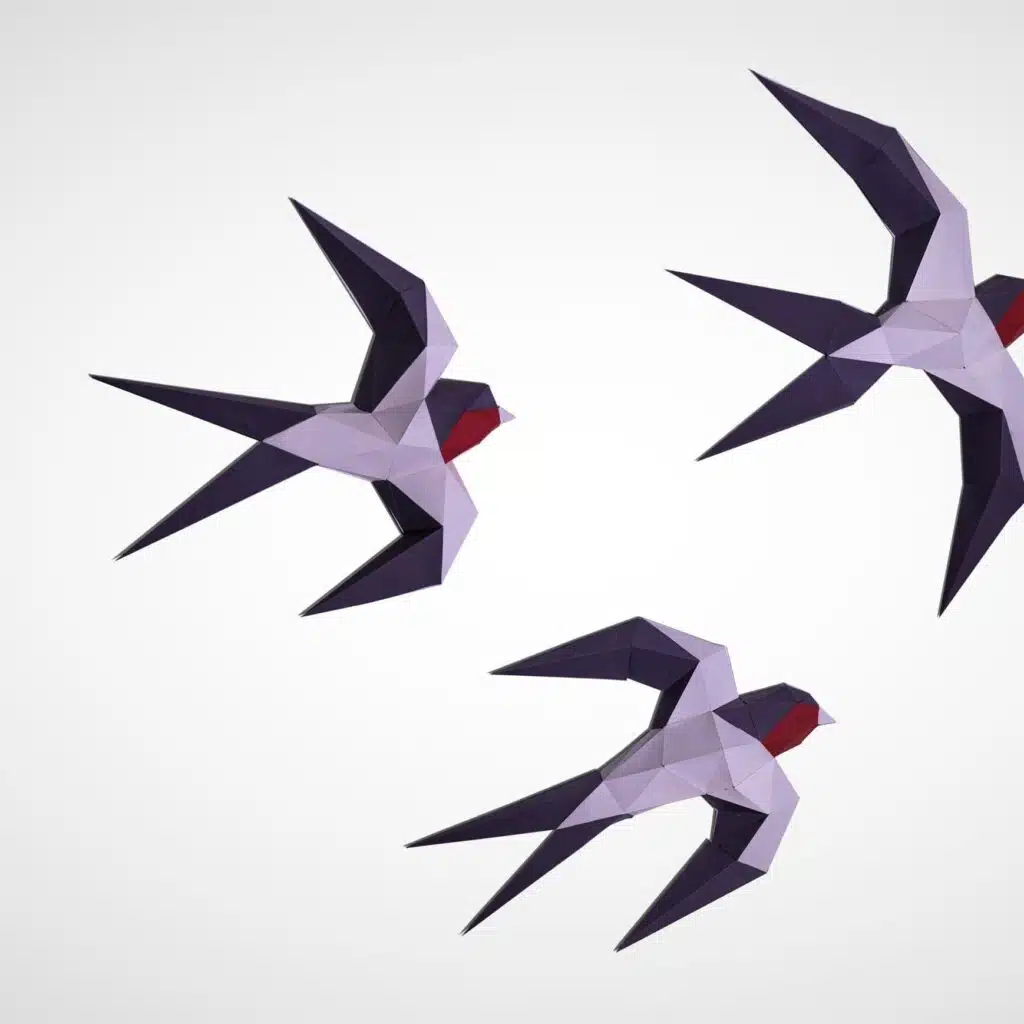 Papercraft of swallows in origami