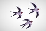 Papercraft of swallows in origami
