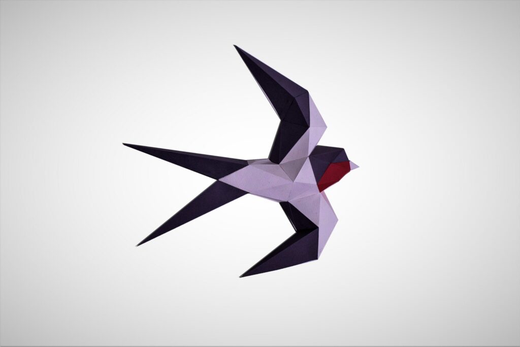 Papercraft de andorinhas em origami