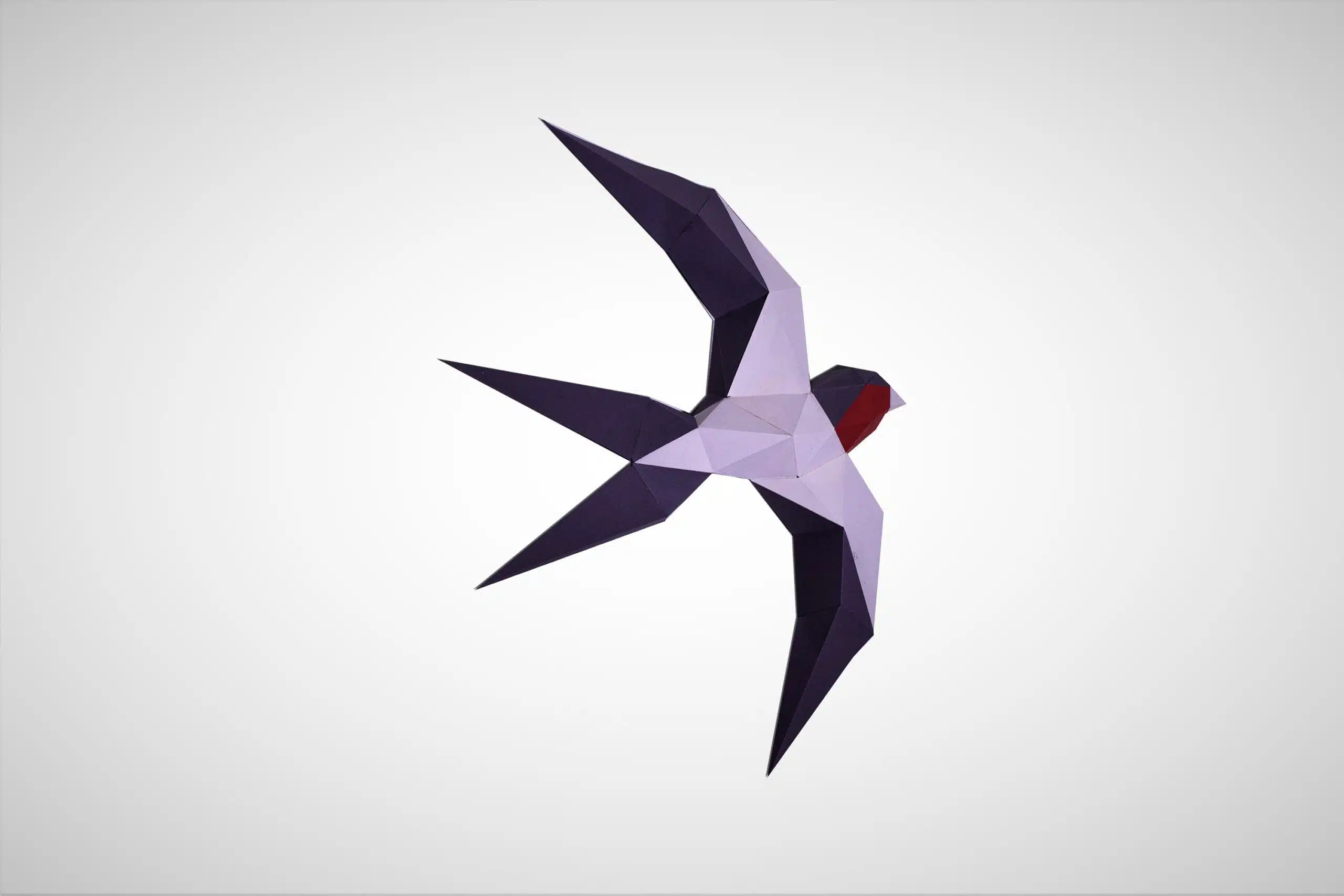 Papercraft créations d&rsquo;hirondelles en origami papier 3D, weergave 4