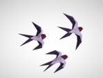 Papercraft of swallows in origami