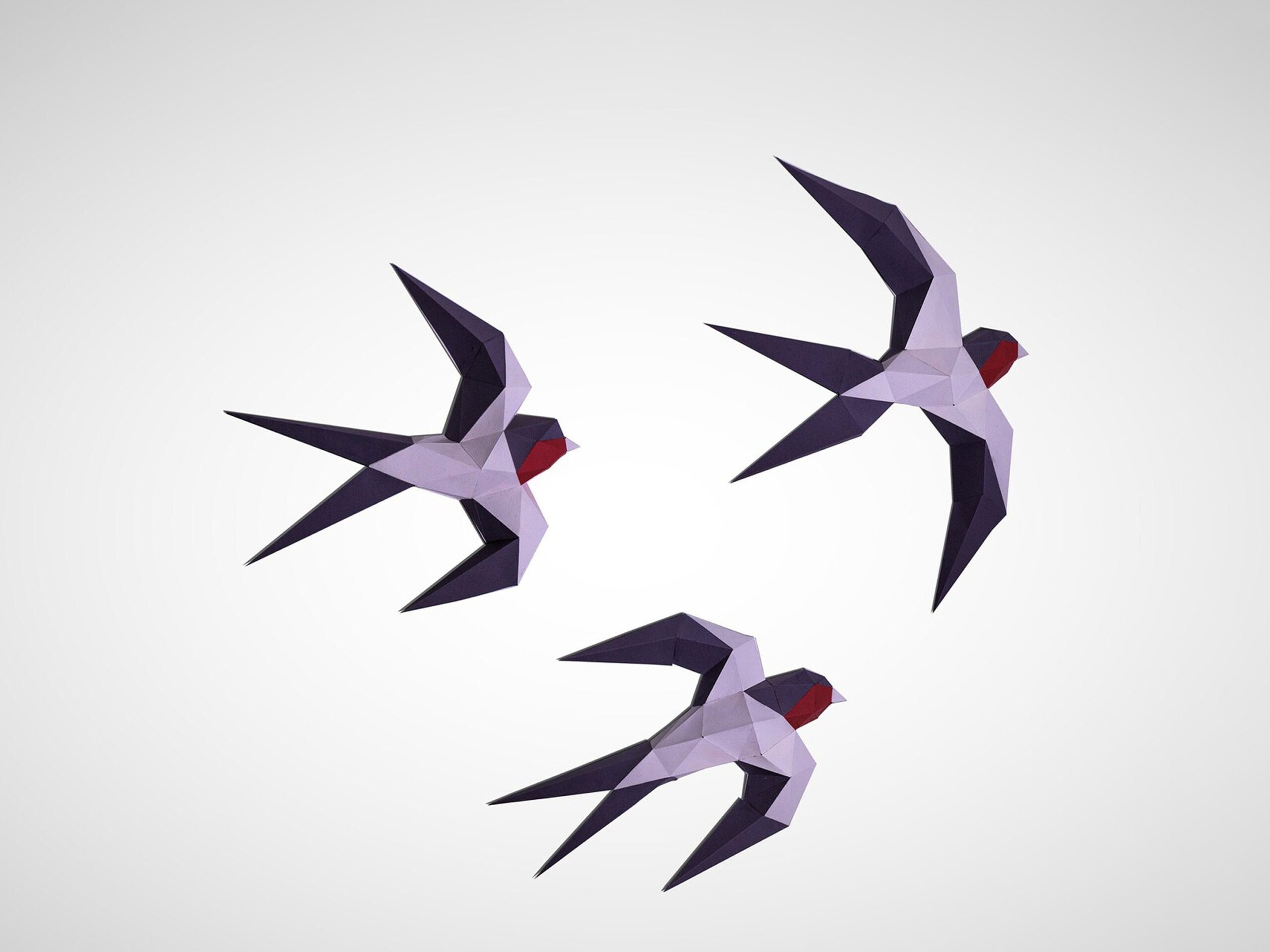 Papercraft of swallows in origami Papercraft of swallows in origami