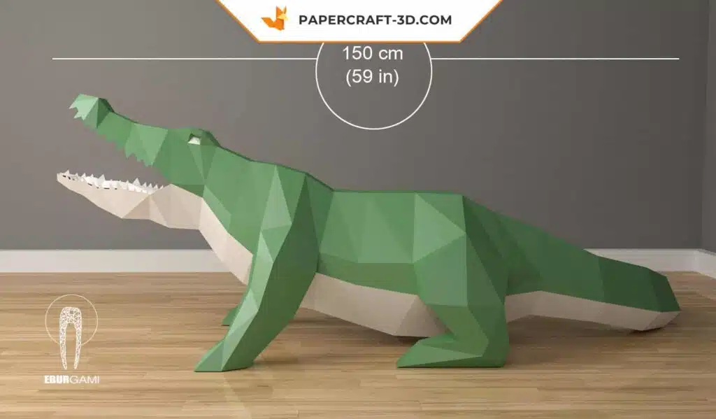 Papercraft Crocodile XXL en origami papier 3D à créer soi-même, vue 2