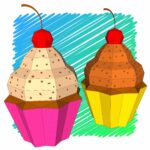 Papercraft cupcake in 3D origami