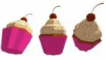 Papercraft Cupcake en origami papier 3D à faire soi-même, weergave 3