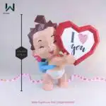 Papercraft Cupidon Bébé en papier 3D origami, weergave 2