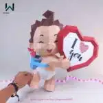 Papercraft Cupidon Bébé en papier 3D origami, weergave 4