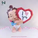 Papercraft Cupidon Bébé en papier 3D origami, weergave 5