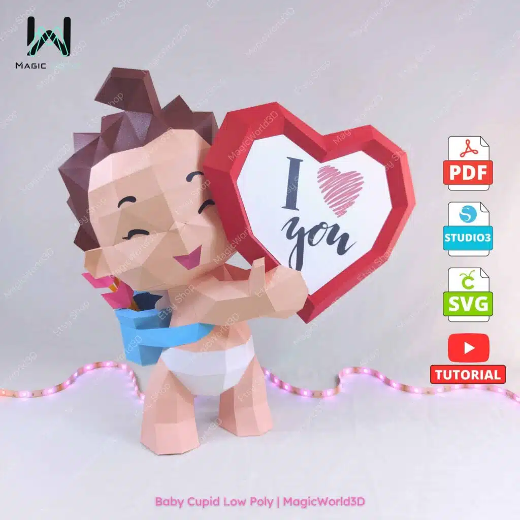 Papercraft Baby-Cupid als 3D-Origami