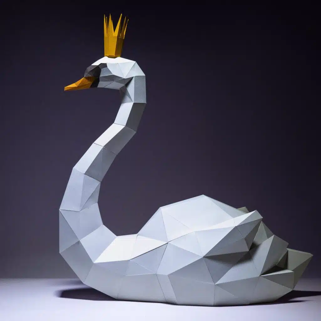 Papercraft of swan in 3D origami