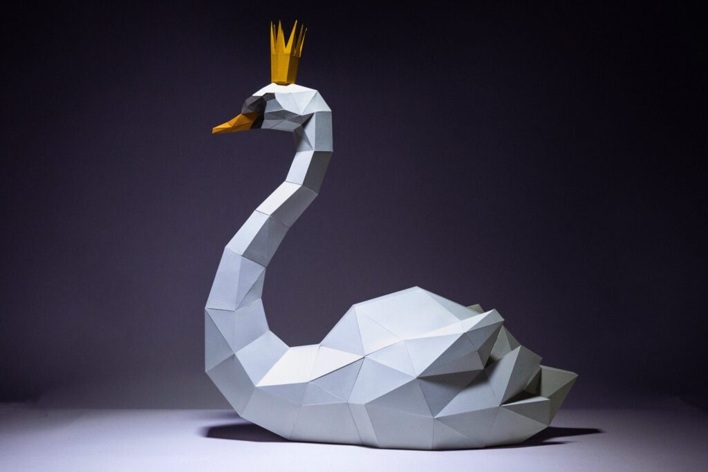Papercraft cisne em origami 3D