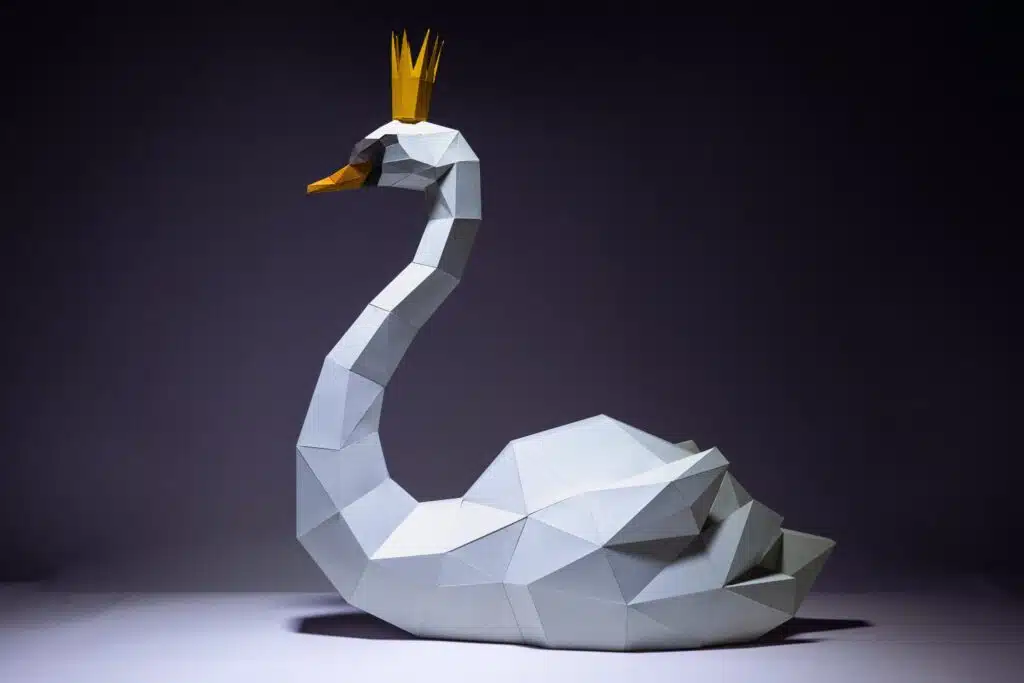 Papercraft Schwan als 3D-Origami, Detail