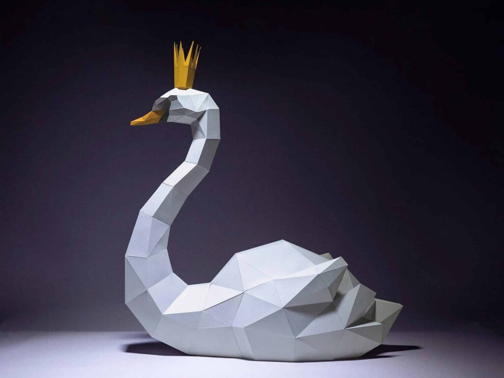 Papercraft cisne en origami 3D