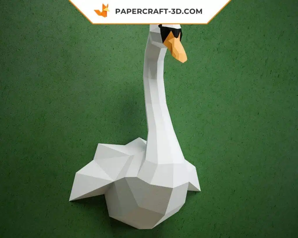 3D origami swan wall papercraft
