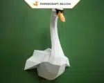 Papercraft Cygne, modèle d&rsquo;origami en papier 3D DIY, weergave 2