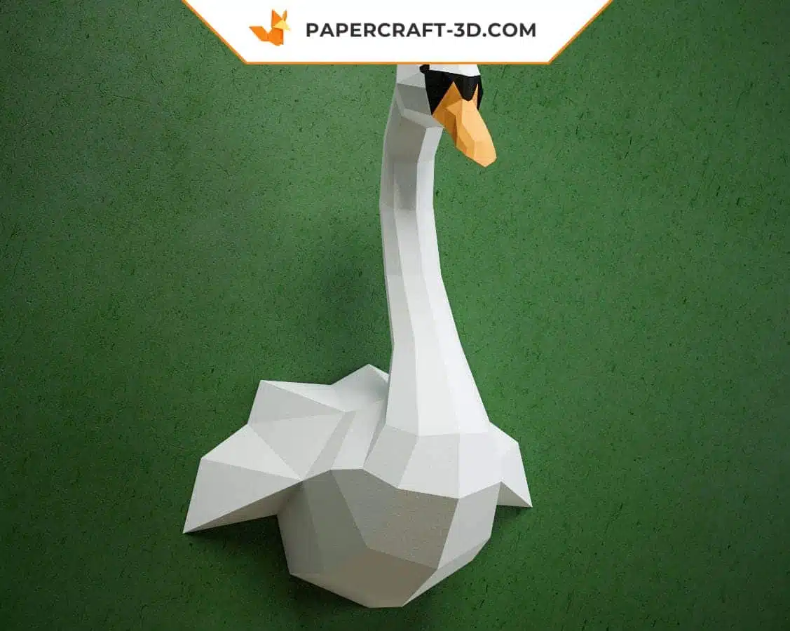 Papercraft swan wall in 3D origami