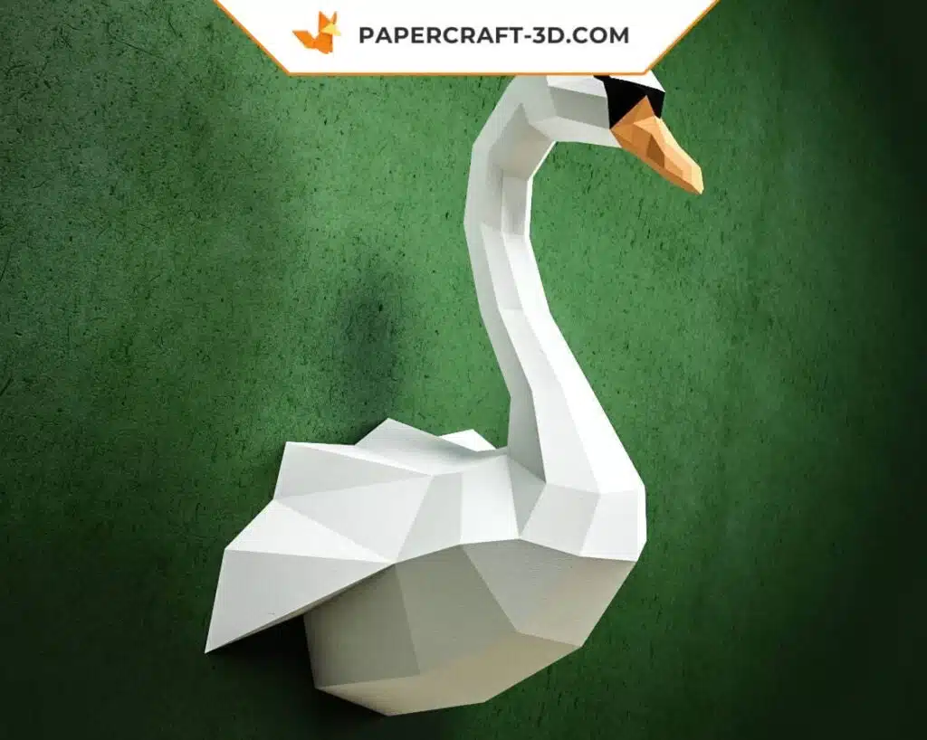 3D origami swan wall papercraft