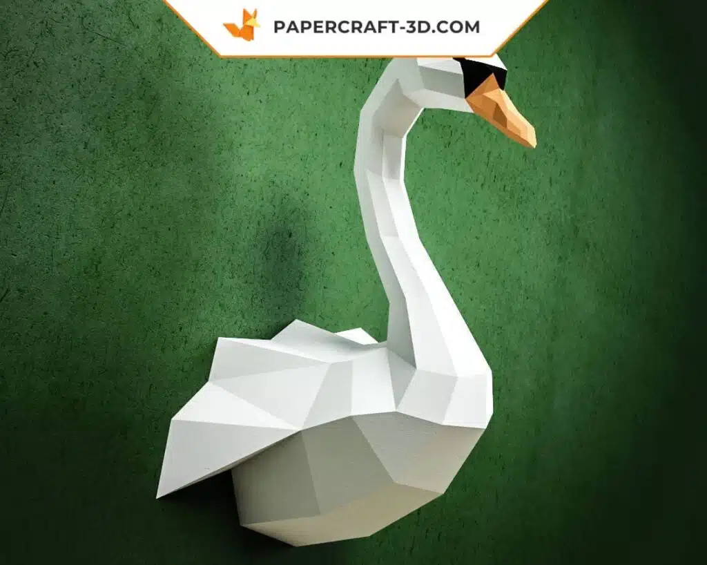Papercraft Cygne, modèle d&rsquo;origami en papier 3D DIY
