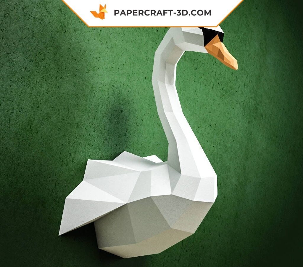 Papercraft cigno murale in origami 3D