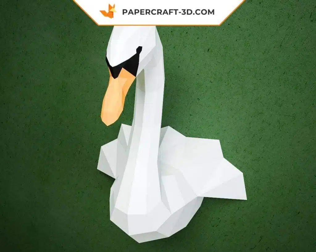 3D origami swan wall papercraft