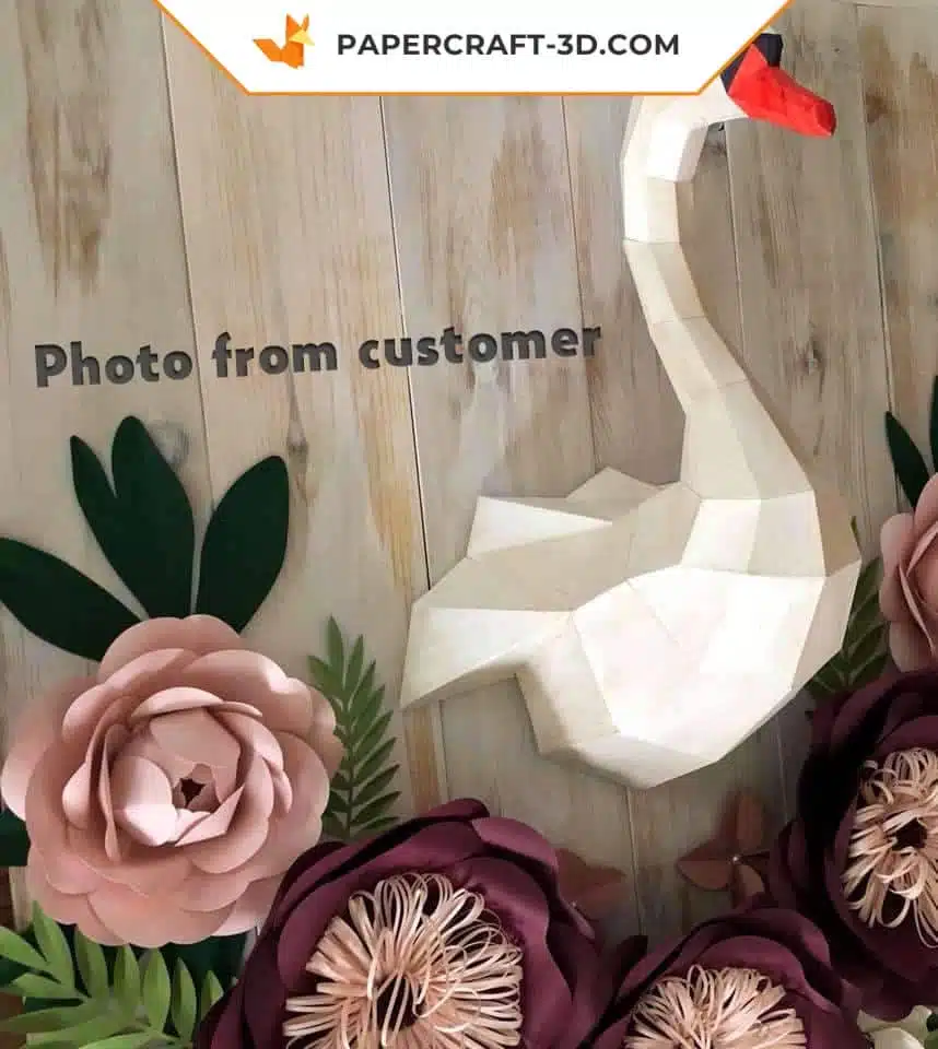 Papercraft Cygne, modèle d&rsquo;origami en papier 3D DIY, weergave 9