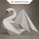 Papercraft cygne origami papier 3D pour décoration maison, vue 2