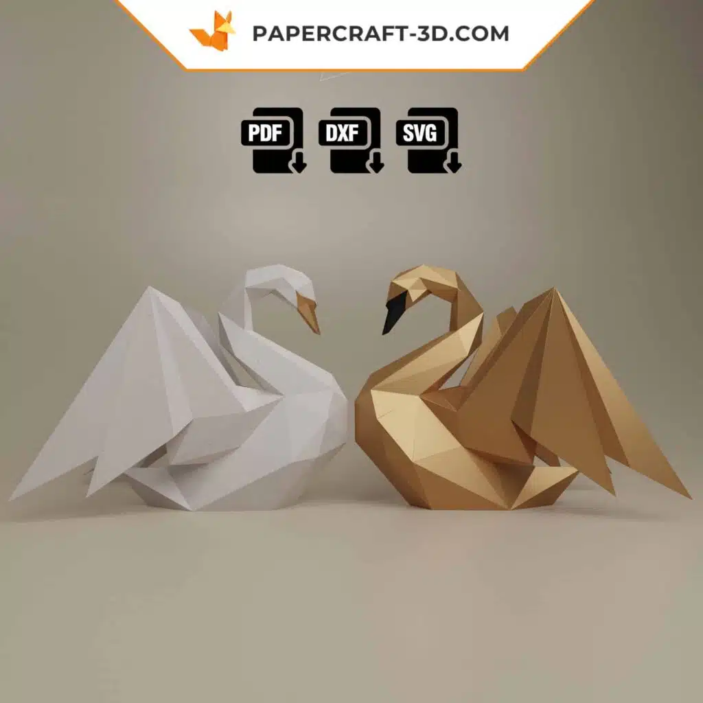 Goldener Papercraft-Schwan aus Origami