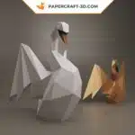 Papercraft cygne origami papier 3D pour décoration maison, vue 4