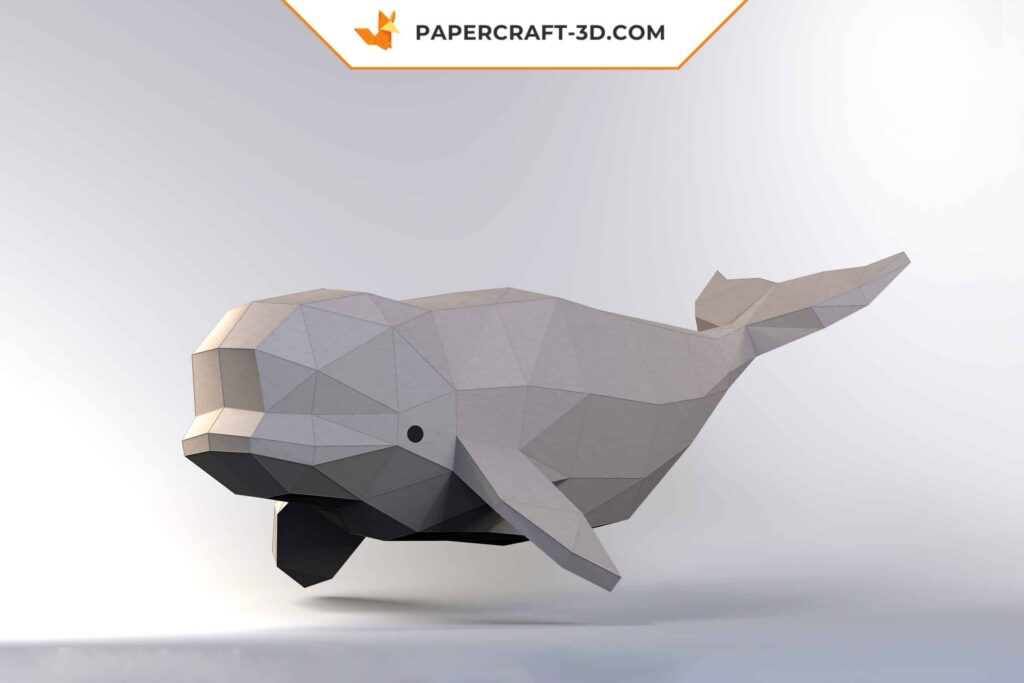 Papercraft golfinho e beluga em origami 3D