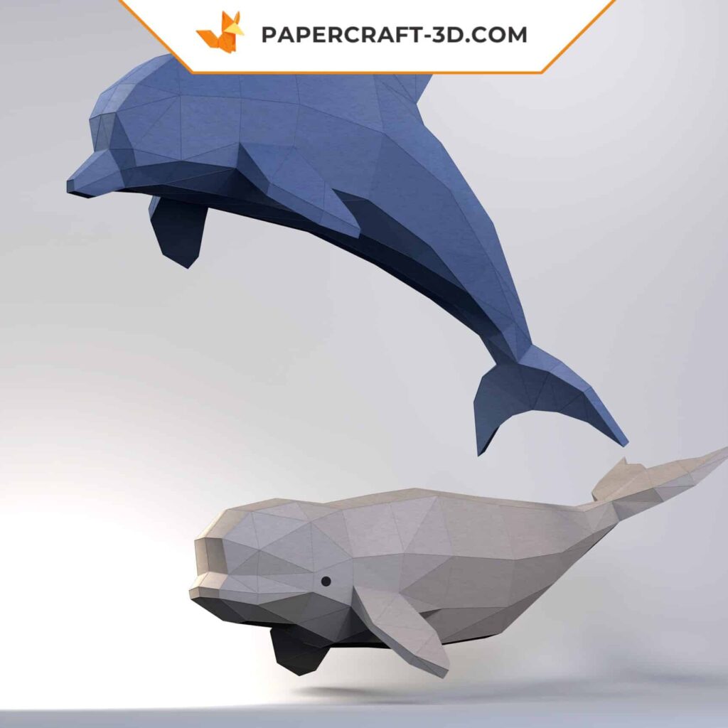 Papercraft dolphin and beluga in 3D origami Papercraft dolphin and beluga in 3D origami