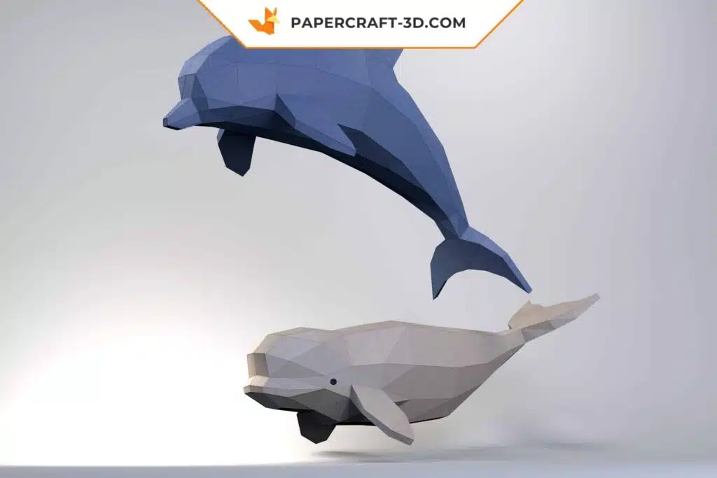 Papercraft dauphin & beluga origami papier 3D