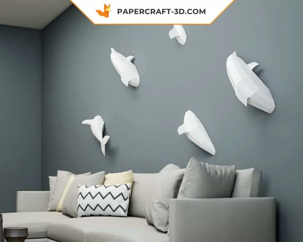 Papercraft dauphins en origami papier 3D à faire soi-même, weergave 2