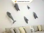 Papercraft dauphins en origami papier 3D à faire soi-même, weergave 3