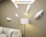 Papercraft dolphins in 3D origami