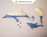 3D origami papercraft jumping dolphins, view 2