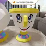 Papercraft de la Mme Samovar et Zip, modèle en format PDF, DXF et SVG, La Belle et la Bête, décoration 3D en origami papier, weergave 7