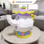 Papercraft de la Mme Samovar et Zip, modèle en format PDF, DXF et SVG, La Belle et la Bête, décoration 3D en origami papier, weergave 8