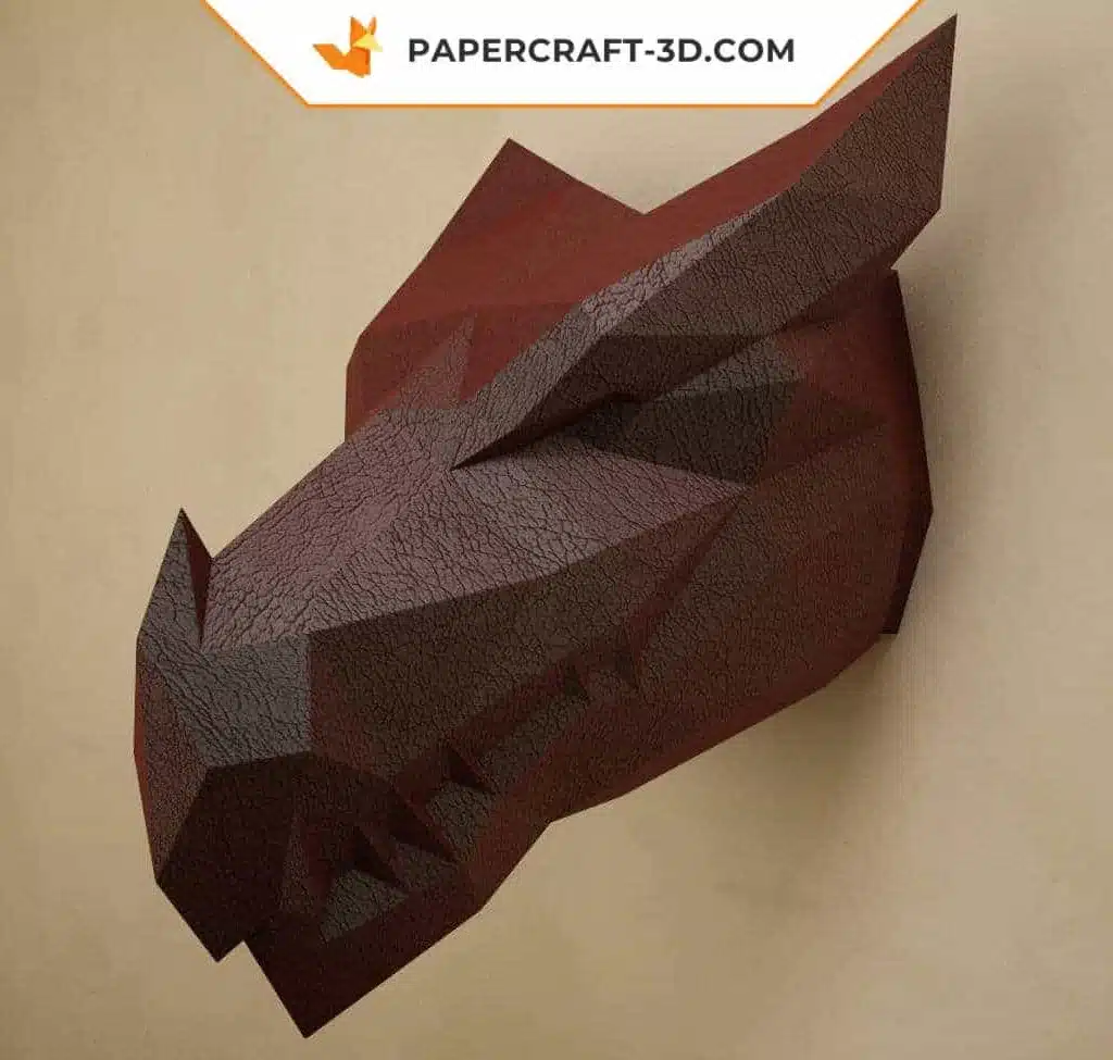 Papercraft de tête de dragon noir en origami 3D