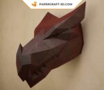 Papercraft cabeza de dragón negro en origami 3D