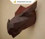 Papercraft de tête de dragon noir en origami papier 3D, weergave 2