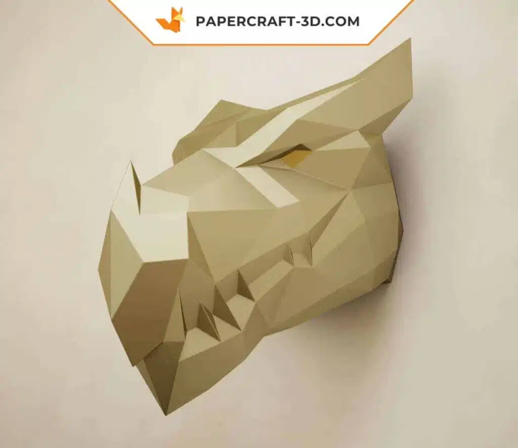 Papercraft de tête de dragon noir en origami 3D