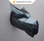 Papercraft cabeza de dragón negro en origami 3D