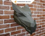 Papercraft cabeza de dragón negro en origami 3D
