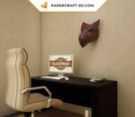 Papercraft cabeza de dragón negro en origami 3D