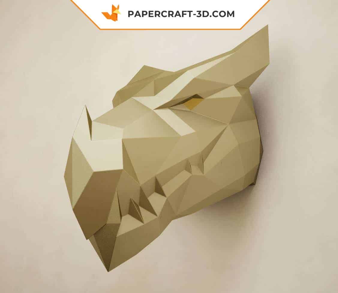 Papercraft black dragon head in 3D origami Papercraft black dragon head in 3D origami